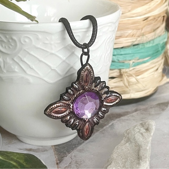 5 For $25💫3-D Jeweled Purple Gemmed Pendant Necklace - Picture 5 of 6